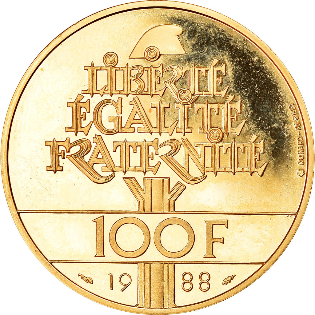 Moeda, França, 100 Francs, 1988, Proof, MS(65-70), Dourado, KM:966b
