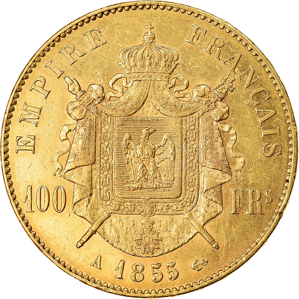 Moneta, Francia, Napoleon III, 100 Francs, 1855, Paris, BB+, Oro, Gadoury:1135