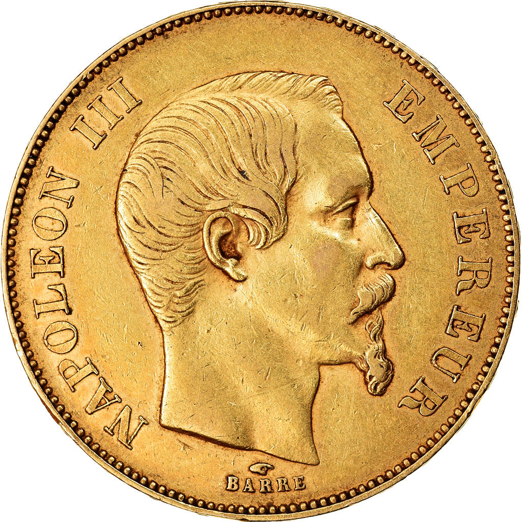 Coin, France, Napoleon III, 50 Francs, 1856, Paris, AU(55-58), Gold, KM:785.1
