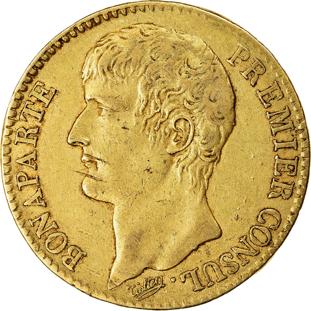 Moeda, França, Napoléon I, 40 Francs, An 12 (1804), Paris, EF(40-45), Dourado