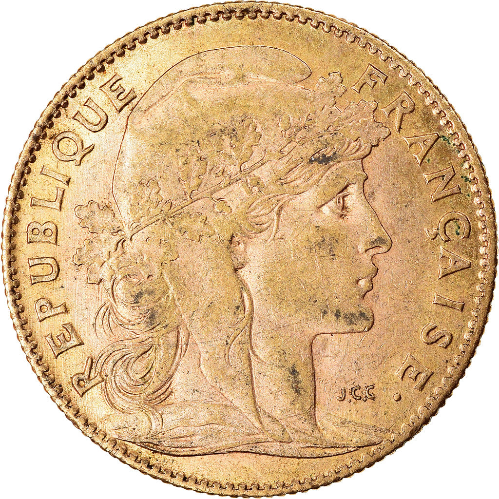 Moneta, Francia, Marianne, 10 Francs, 1910, Paris, BB+, Oro, KM:846
