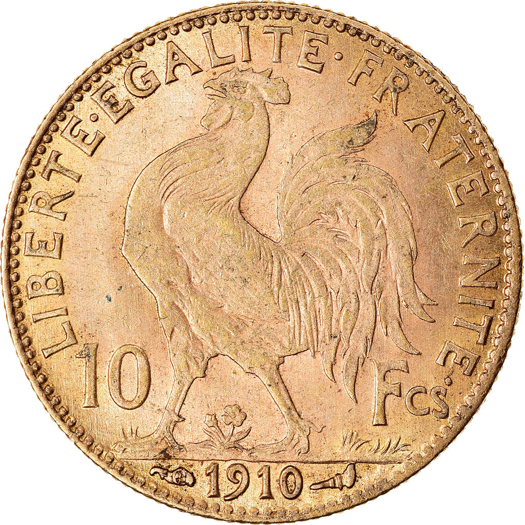 Moneta, Francia, Marianne, 10 Francs, 1910, Paris, BB+, Oro, KM:846