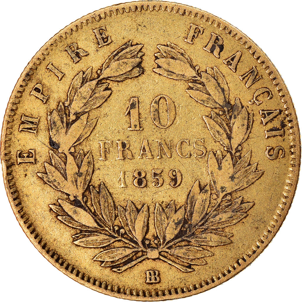 Moeda, França, Napoleon III, Napoléon III, 10 Francs, 1859, Strasbourg