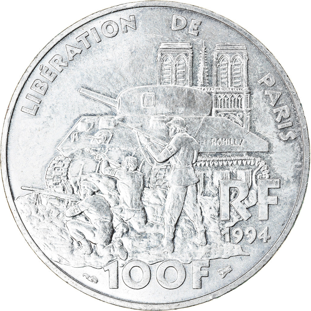 Coin, France, Libération de Paris, 100 Francs, 1994, MS(60-62), Silver
