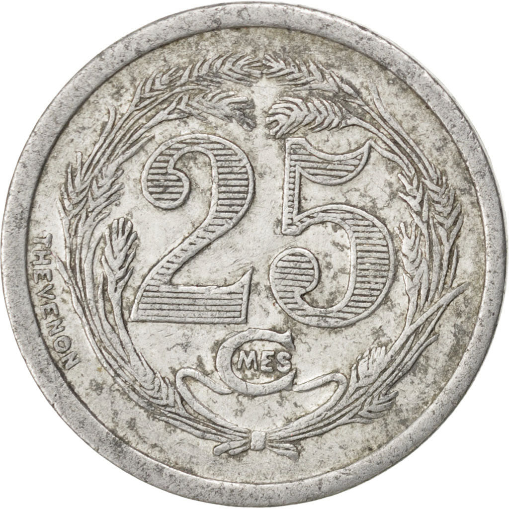France, 25 Centimes, 1922, VF(30-35), Aluminium, Elie #10.3, 2.07