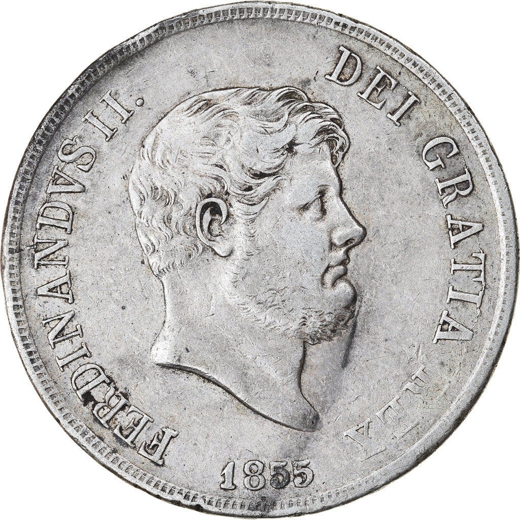 Coin, ITALIAN STATES, NAPLES, Ferdinando II, 120 Grana, 1855, EF(40-45), Silver