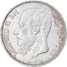 Moneta, Belgio, Leopold II, 5 Francs, 5 Frank, 1870, BB+, Argento, KM:24
