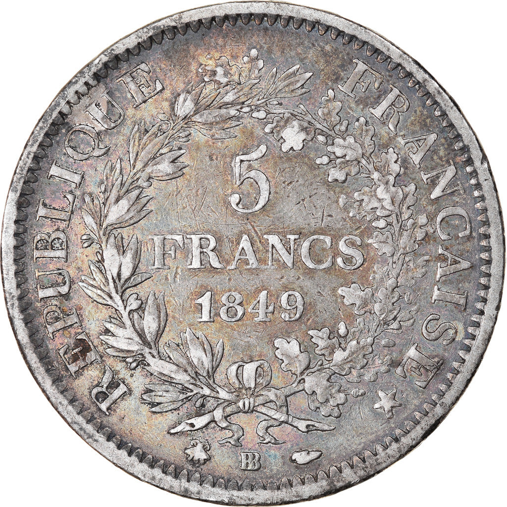 Coin, France, Hercule, 5 Francs, 1849, Strasbourg, VF(30-35), Silver, KM:756.2
