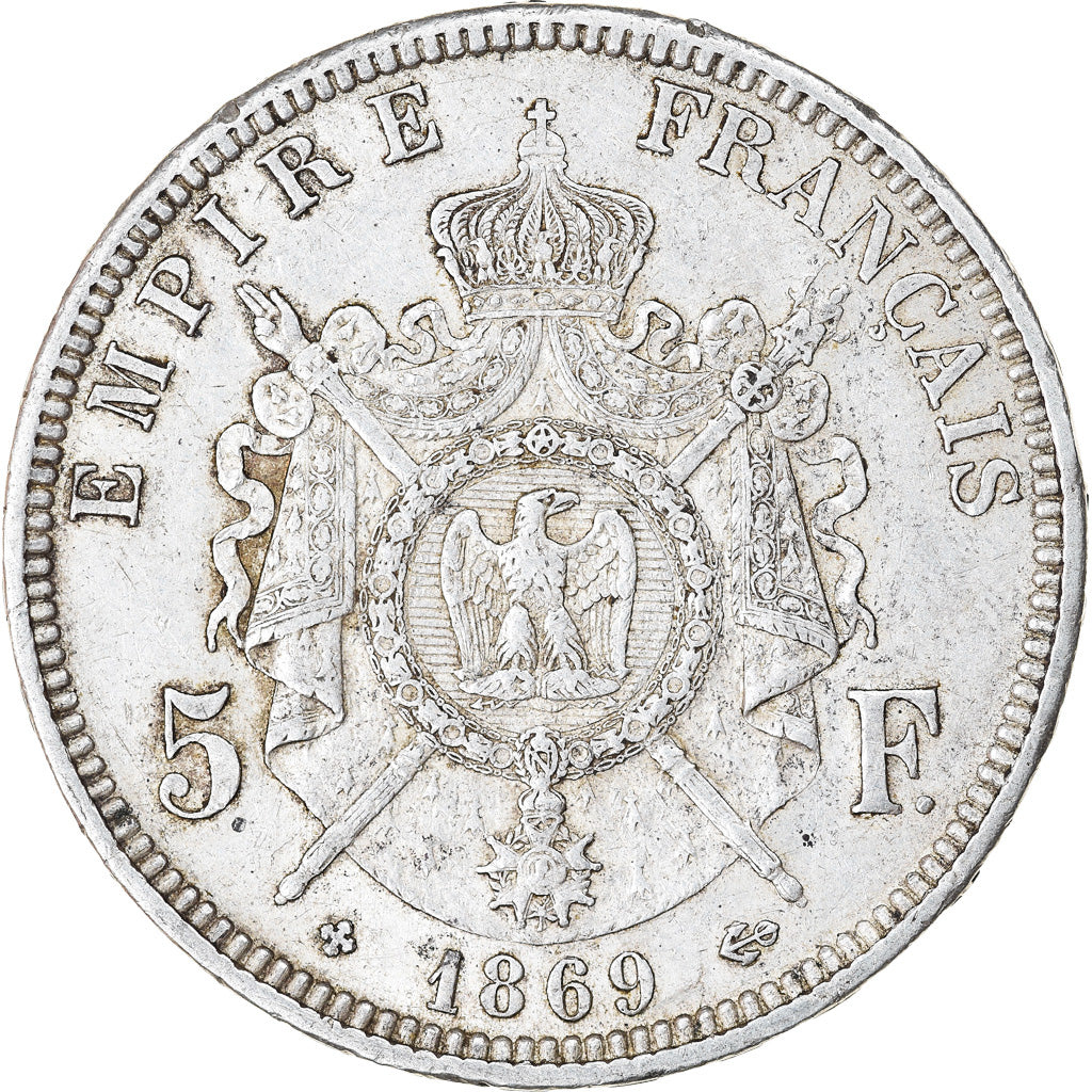 Coin, France, Napoléon III, 5 Francs, 1869, Strasbourg, EF(40-45), Silver