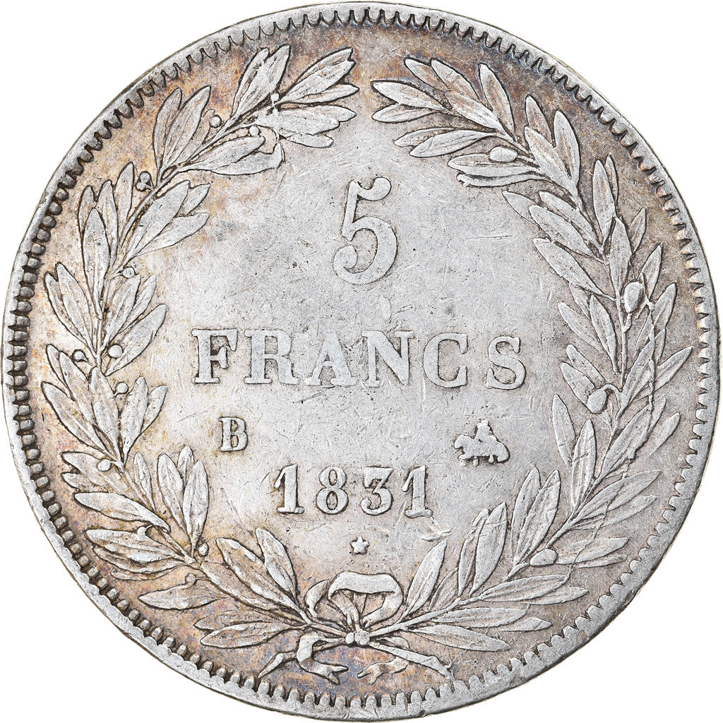 Coin, France, Louis-Philippe, 5 Francs, 1831, Rouen, EF(40-45), Silver