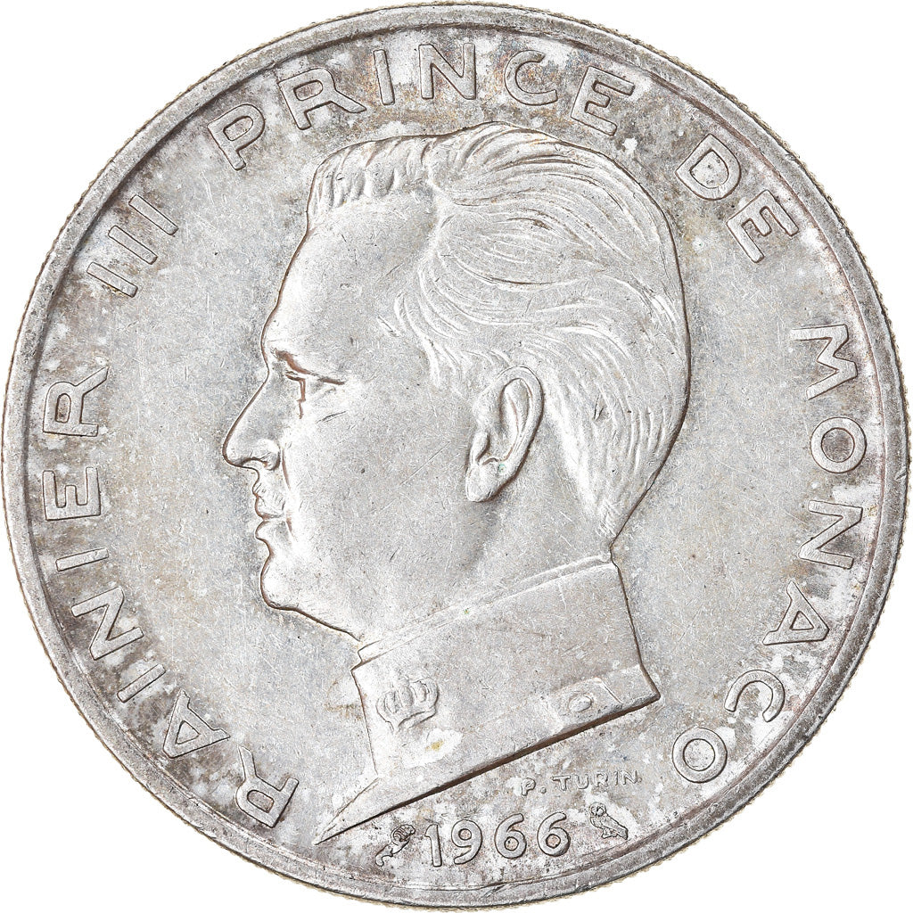 Münze, Monaco, Rainier III, 5 Francs, 1966, VZ, Silber, KM:141, Gadoury:MC 152