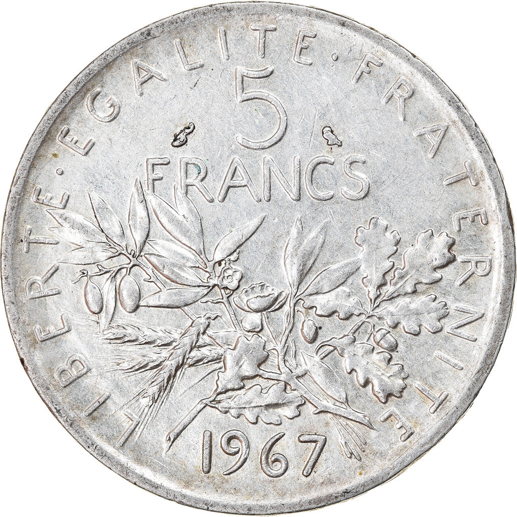 Münze, Frankreich, Semeuse, 5 Francs, 1967, Paris, SS, Silber, KM:926