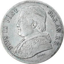 Munten, Italiaanse staten, PAPAL STATES, Pius IX, 20 Baiocchi, 1865, Roma, FR