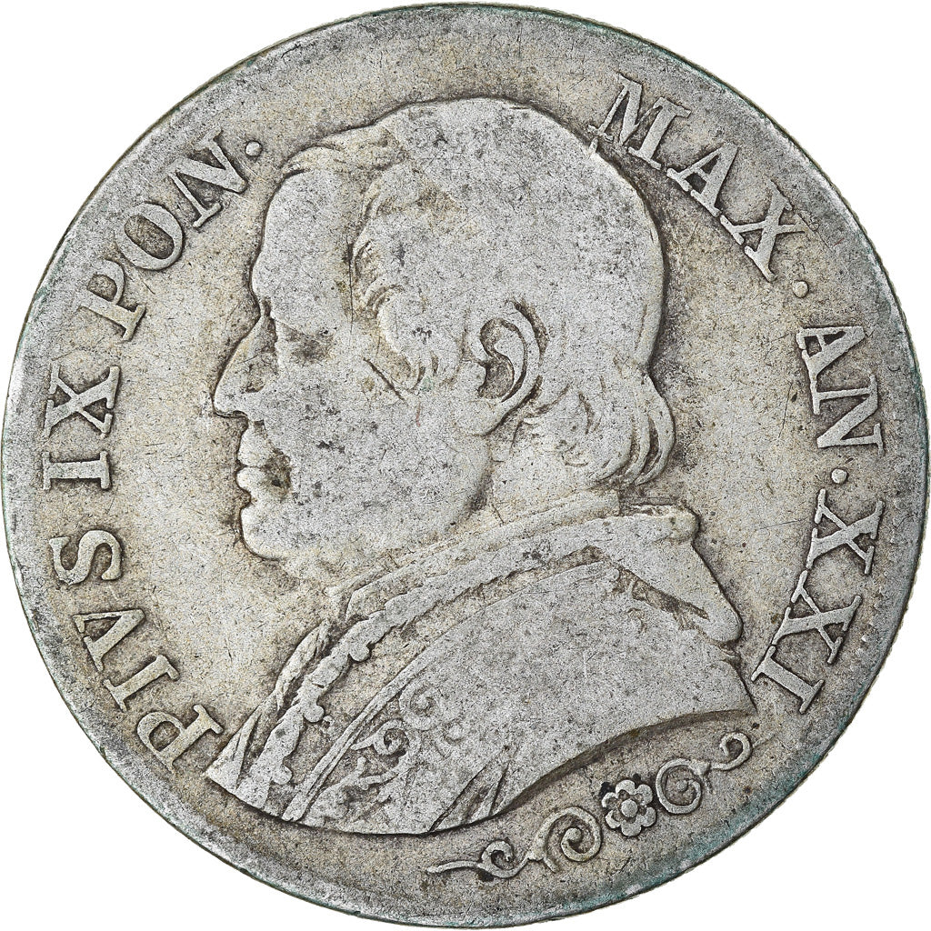 Moneta, STATI ITALIANI, PAPAL STATES, Pius IX, Lira, 1867, Roma, MB, Argento