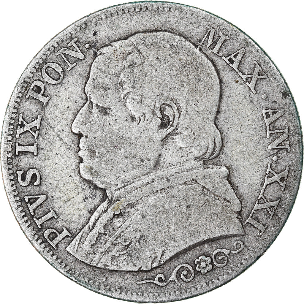Moneta, STATI ITALIANI, PAPAL STATES, Pius IX, Lira, 1867, Roma, MB, Argento