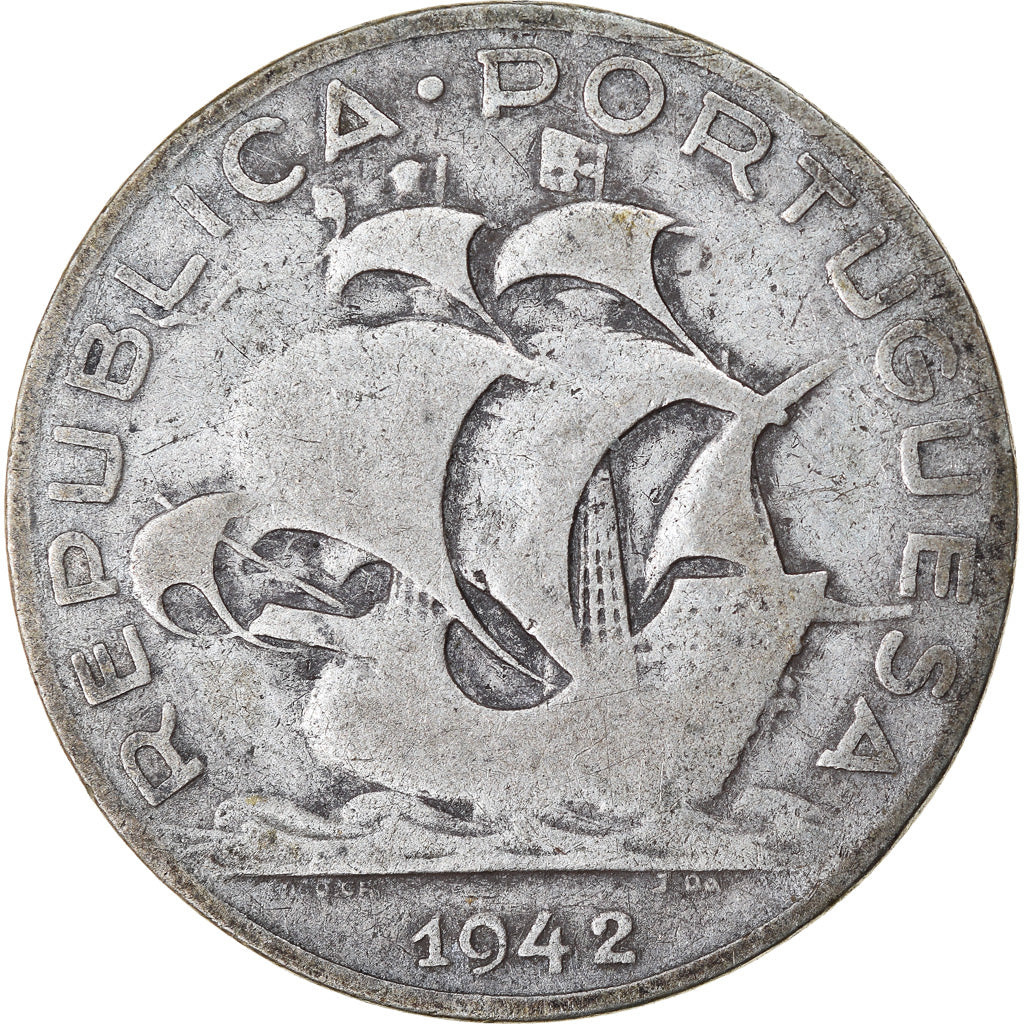 Coin, Portugal, 5 Escudos, 1942, VF(30-35), Silver, KM:581