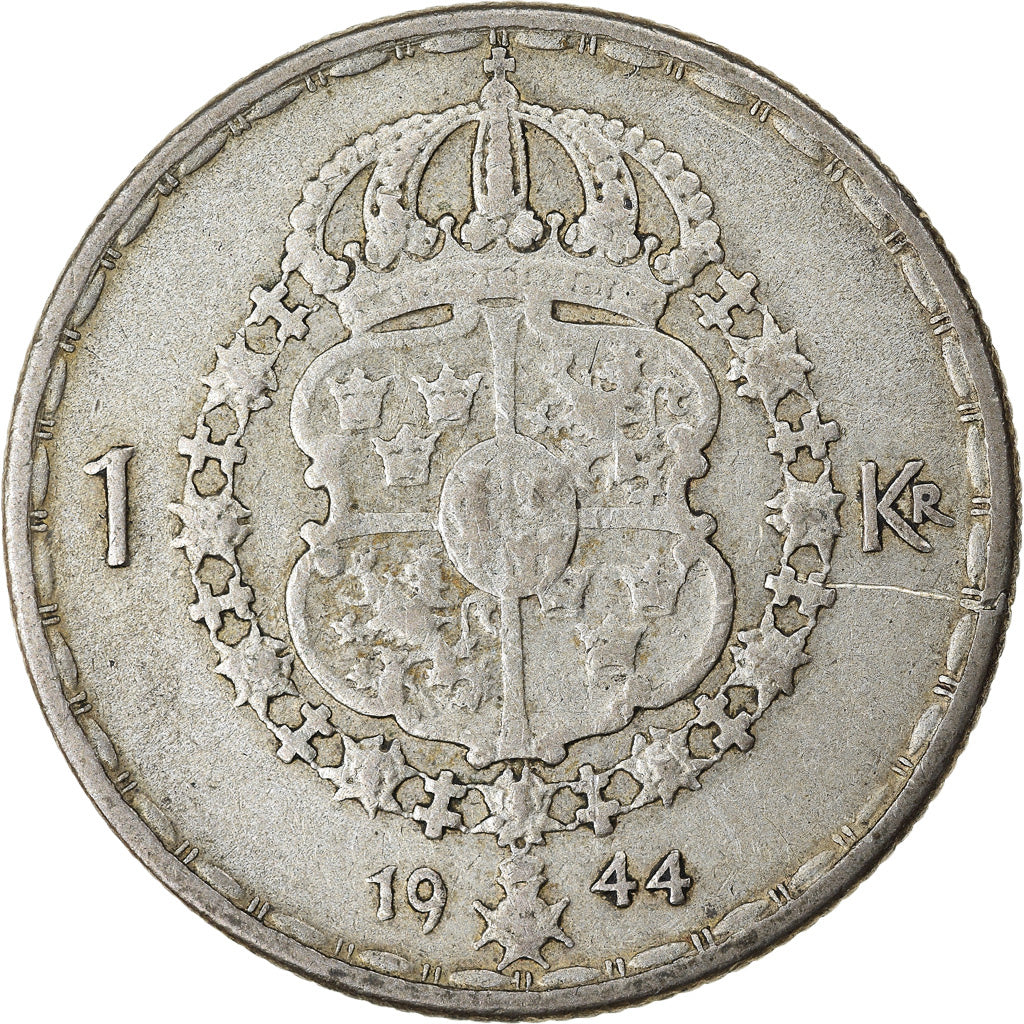 Coin, Sweden, Gustaf V, Krona, 1944, VF(30-35), Silver, KM:814