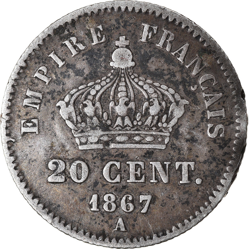 Moeda, França, Napoleon III, Napoléon III, 20 Centimes, 1867, Paris
