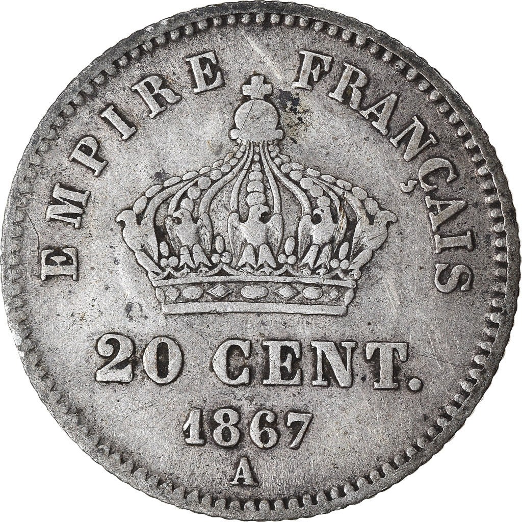 Moeda, França, Napoleon III, Napoléon III, 20 Centimes, 1867, Paris