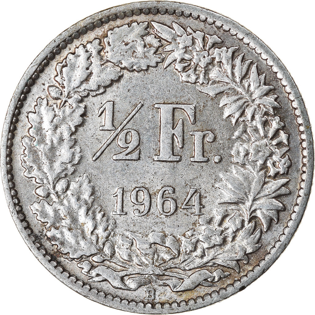 Coin, Switzerland, 1/2 Franc, 1964, Bern, MS(60-62), Silver, KM:23