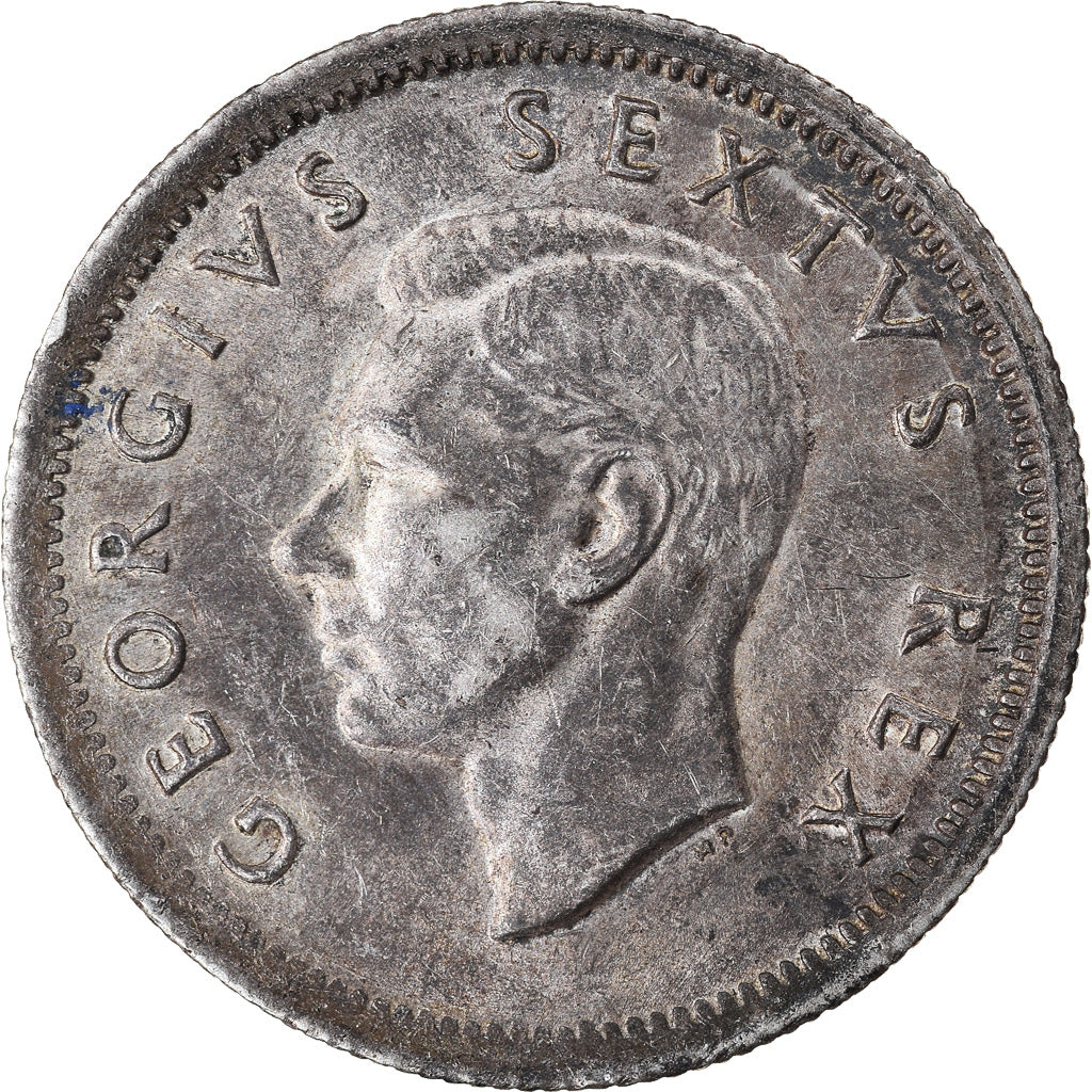 Coin, South Africa, George VI, 6 Pence, 1950, MS(60-62), Silver, KM:36.1