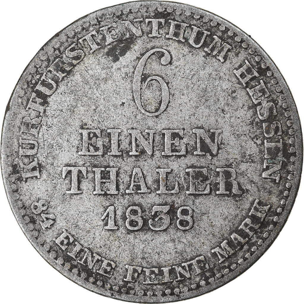 Coin, German States, HESSE-CASSEL, Wilhelm II and Friedrich Wilhelm, 1/6 Thaler