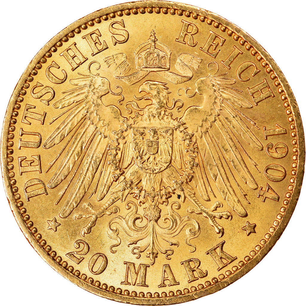 Coin, German States, PRUSSIA, Wilhelm II, 20 Mark, 1904, Berlin, MS(63), Gold