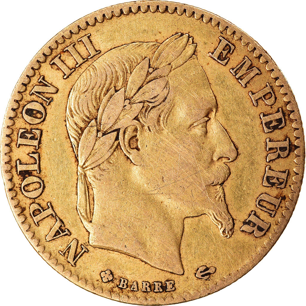 Moneta, Francia, Napoleon III, Napoléon III, 10 Francs, 1866, Strasbourg, BB