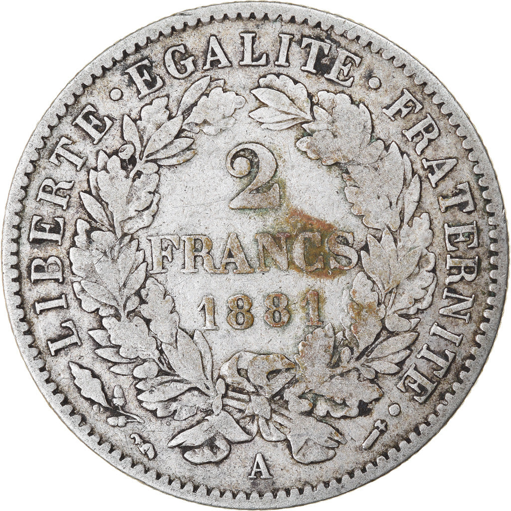 Monnaie, France, Cérès, 2 Francs, 1881, Paris, TB+, Argent, Gadoury:530a