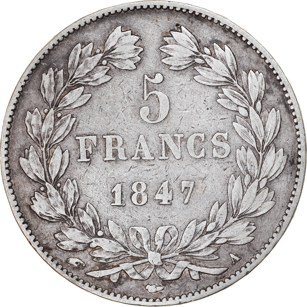 Coin, France, Louis-Philippe, 5 Francs, 1847, Paris, EF(40-45), Silver