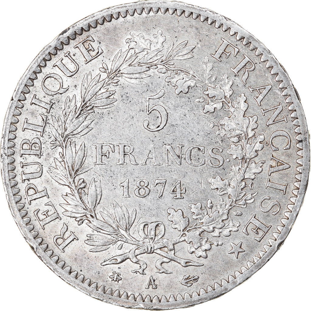 Coin, France, Hercule, 5 Francs, 1874, Paris, AU(55-58), Silver, KM:820.1