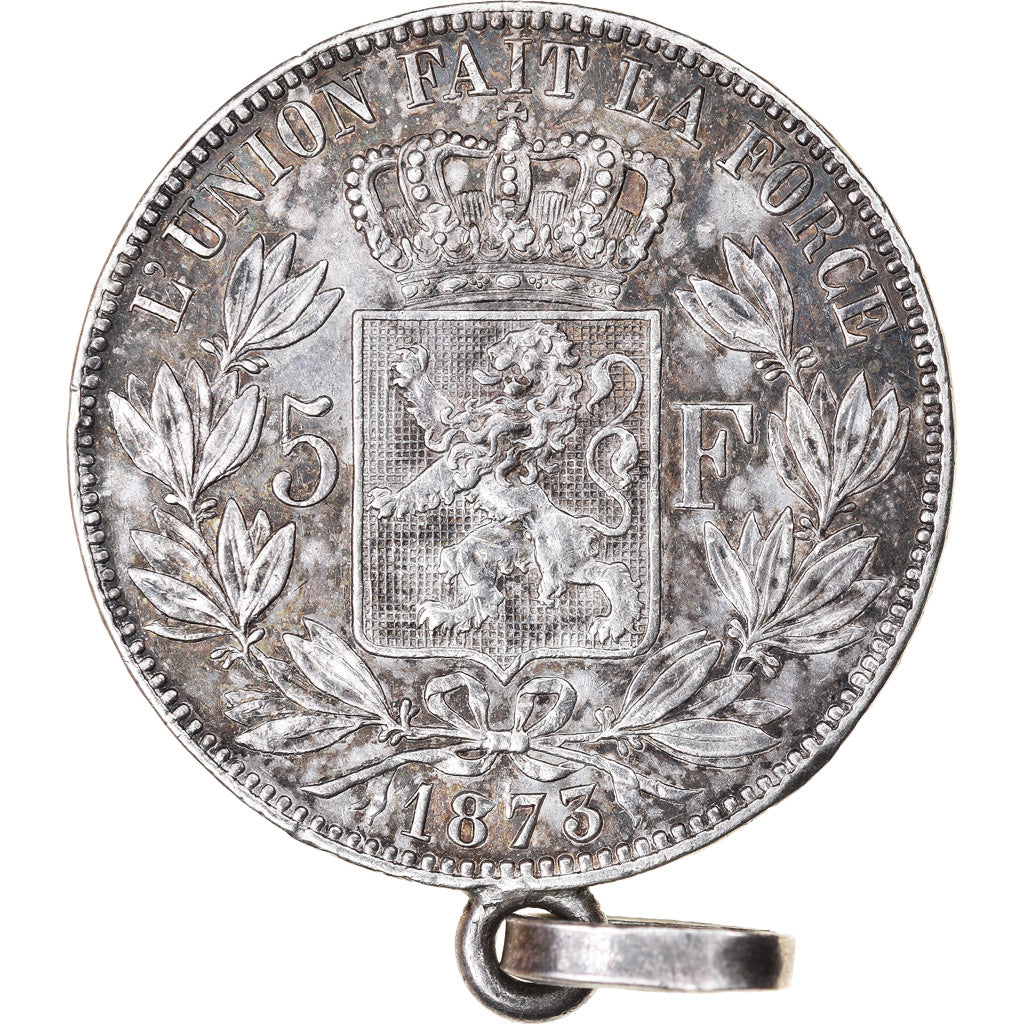 Moneta, Belgio, Leopold II, 5 Francs, 5 Frank, 1873, BB+, Argento, KM:24