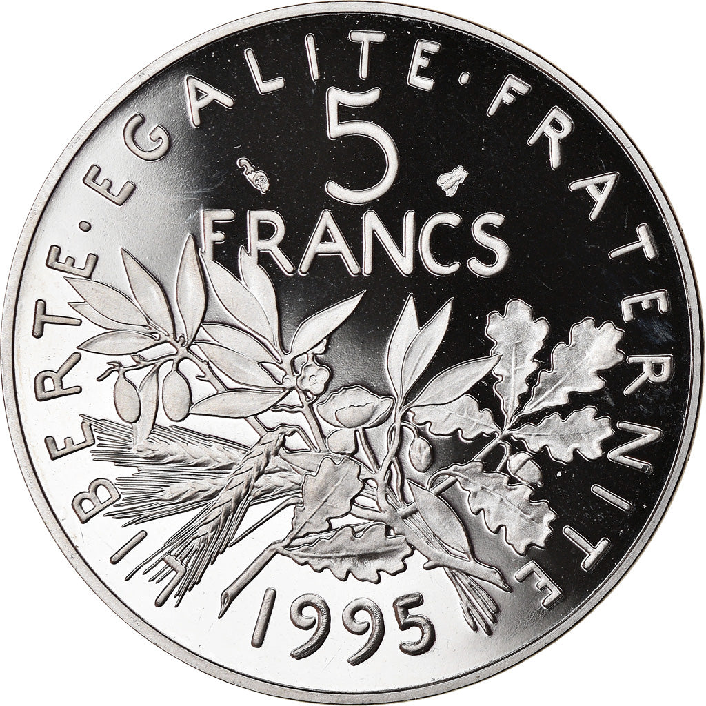 Moneta, Francja, Semeuse, 5 Francs, 1995, Paris, Proof, MS(64), Nikiel powlekany