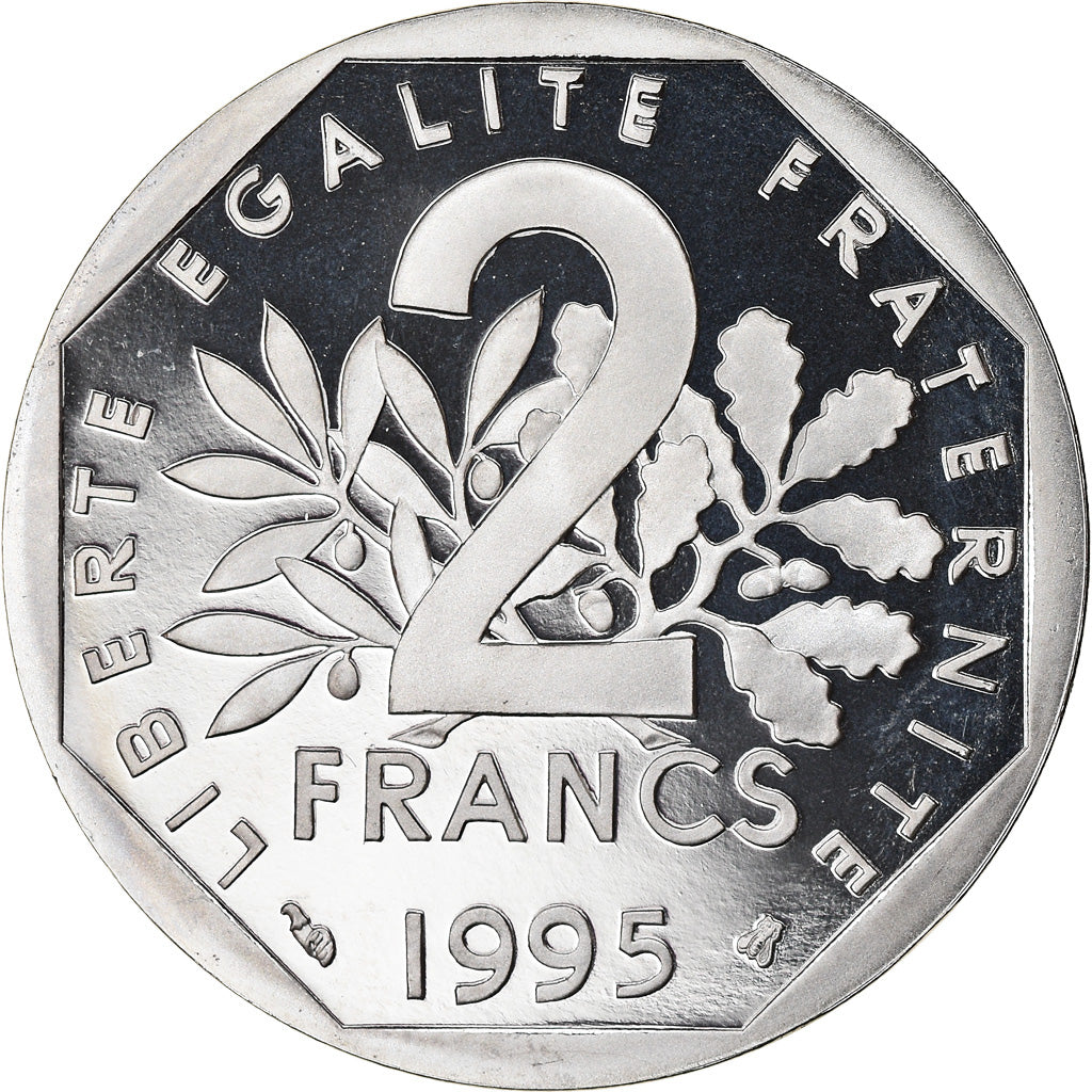 Moeda, França, Semeuse, 2 Francs, 1995, Paris, Proof, MS(64), Níquel