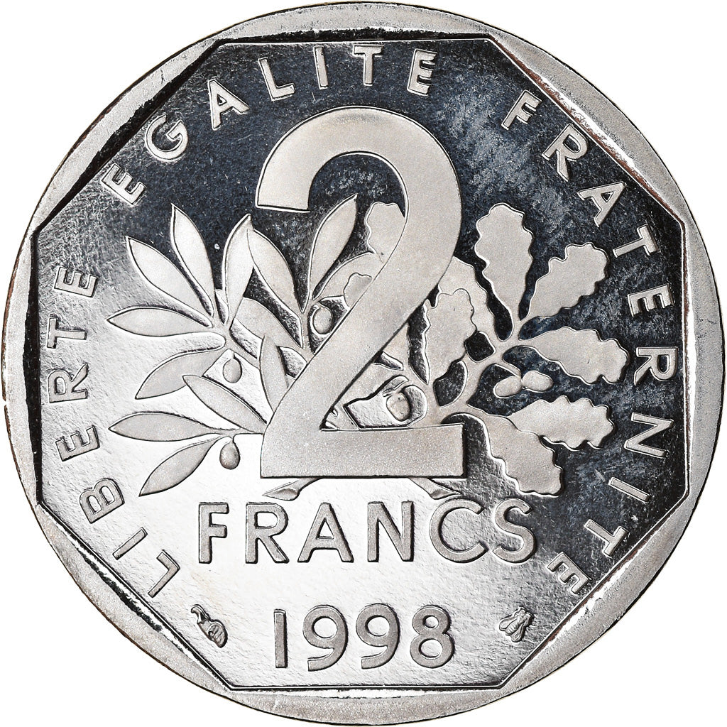 Coin, France, Semeuse, 2 Francs, 1998, Paris, Proof, MS(64), Nickel, KM:942.2