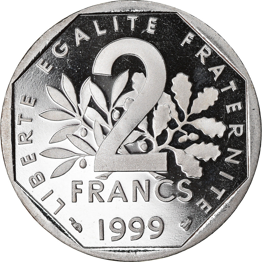 Coin, France, Semeuse, 2 Francs, 1999, Paris, Proof, MS(64), Nickel, KM:942.2