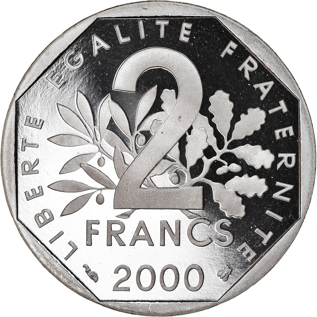 Moeda, França, Semeuse, 2 Francs, 2000, Paris, Proof, MS(64), Níquel