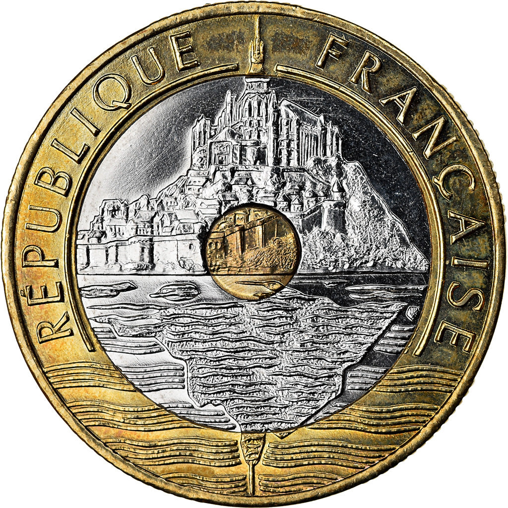 Coin, France, Mont Saint Michel, 20 Francs, 2000, Paris, MS(64), Tri-Metallic