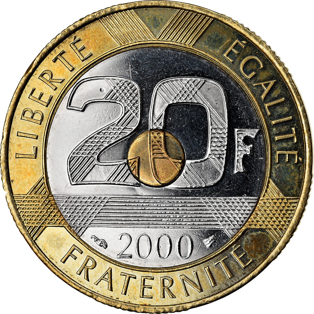 Coin, France, Mont Saint Michel, 20 Francs, 2000, Paris, MS(64), Tri-Metallic