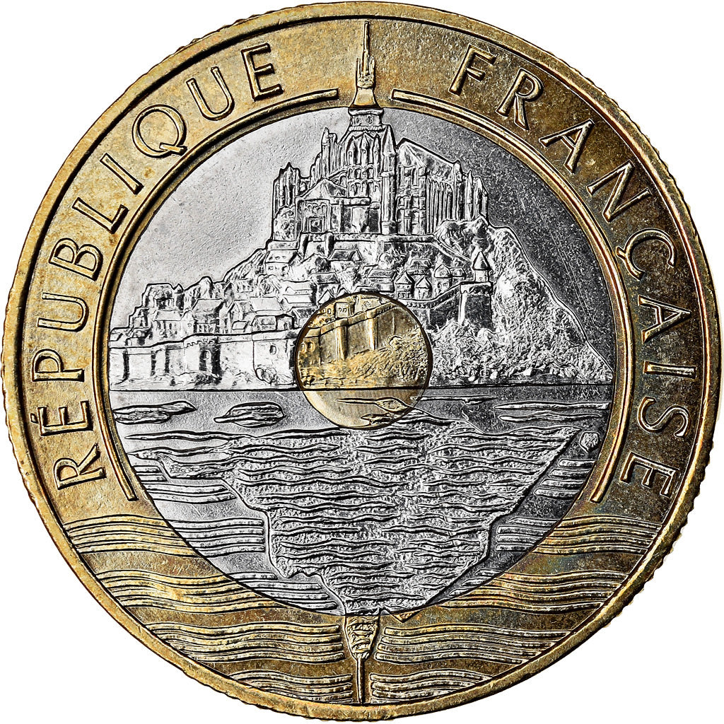 Coin, France, Mont Saint Michel, 20 Francs, 1999, Paris, MS(64), Tri-Metallic