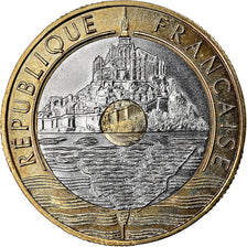 Coin, France, Mont Saint Michel, 20 Francs, 1999, Paris, MS(64), Tri-Metallic