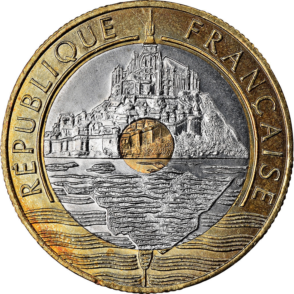 Coin, France, Mont Saint Michel, 20 Francs, 1996, Paris, MS(64), Tri-Metallic