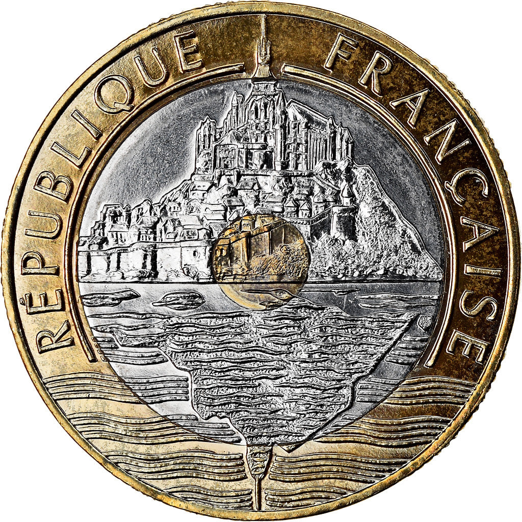 Coin, France, Mont Saint Michel, 20 Francs, 1995, BU, MS(64), Tri-Metallic
