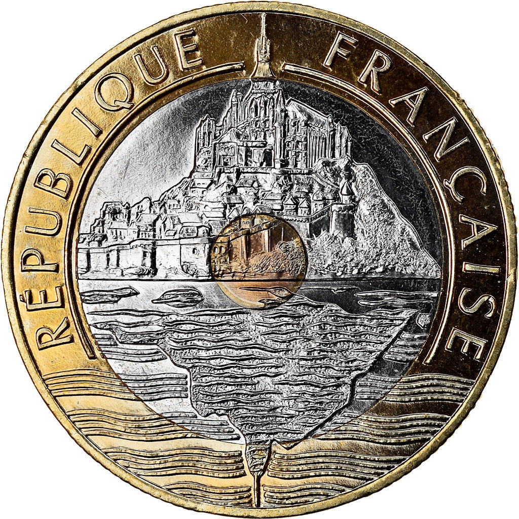 Münze, Frankreich, Mont Saint Michel, 20 Francs, 1994, BU, UNZ+, Tri-Metallic