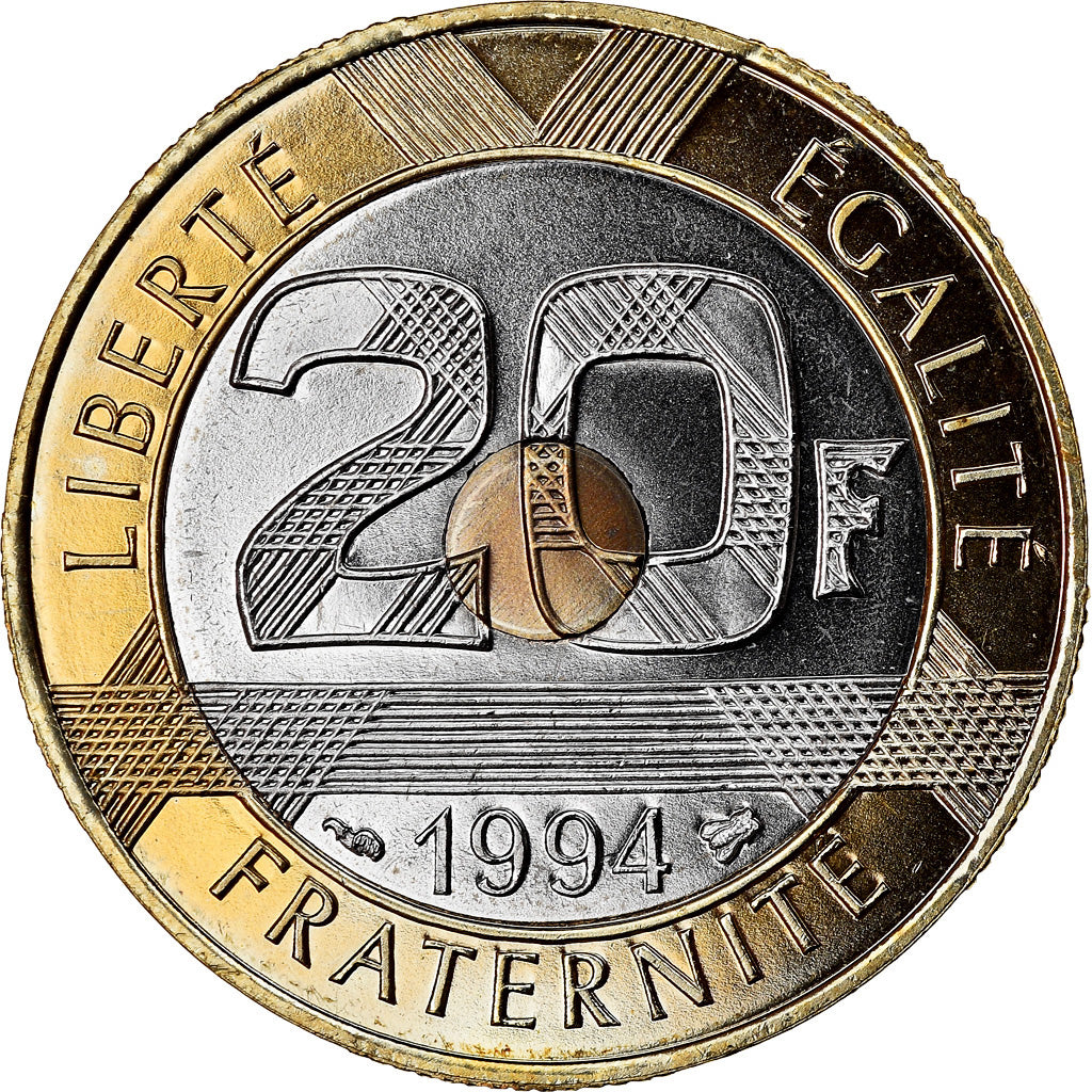 Münze, Frankreich, Mont Saint Michel, 20 Francs, 1994, BU, UNZ+, Tri-Metallic