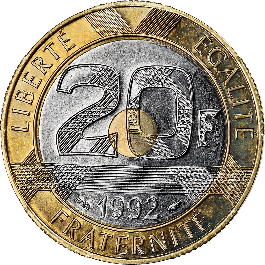 Coin, France, Mont Saint Michel, 20 Francs, 1992, Medal alignment, MS(64)