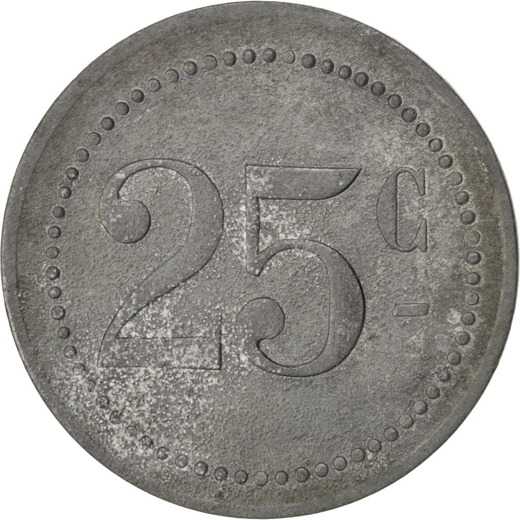 France, 25 Centimes, EF(40-45), Zinc, Elie #10.3, 2.83
