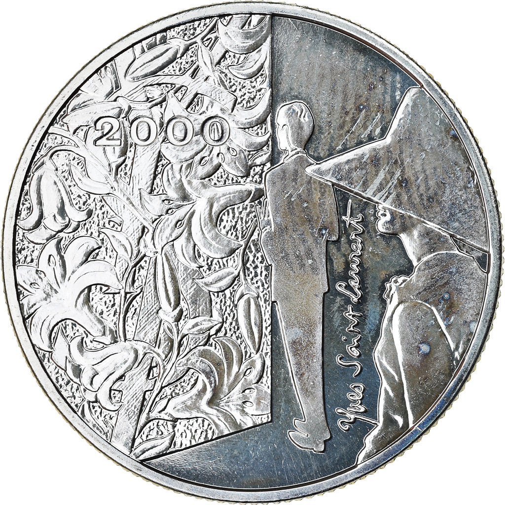 Coin, France, Yves St. Laurent, 5 Francs, 2000, Paris, BU, MS(64), Silver