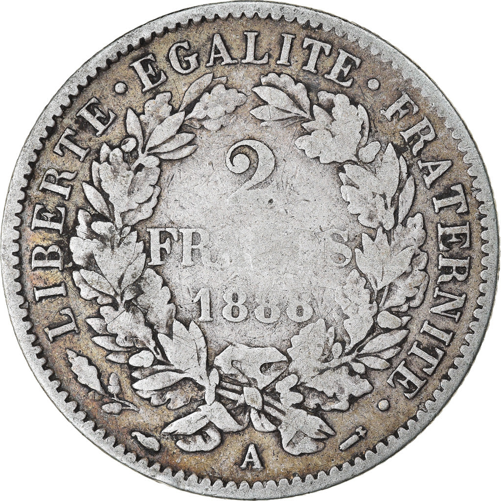 Coin, France, Cérès, 2 Francs, 1888, Paris, VF(20-25), Silver, KM:817.1
