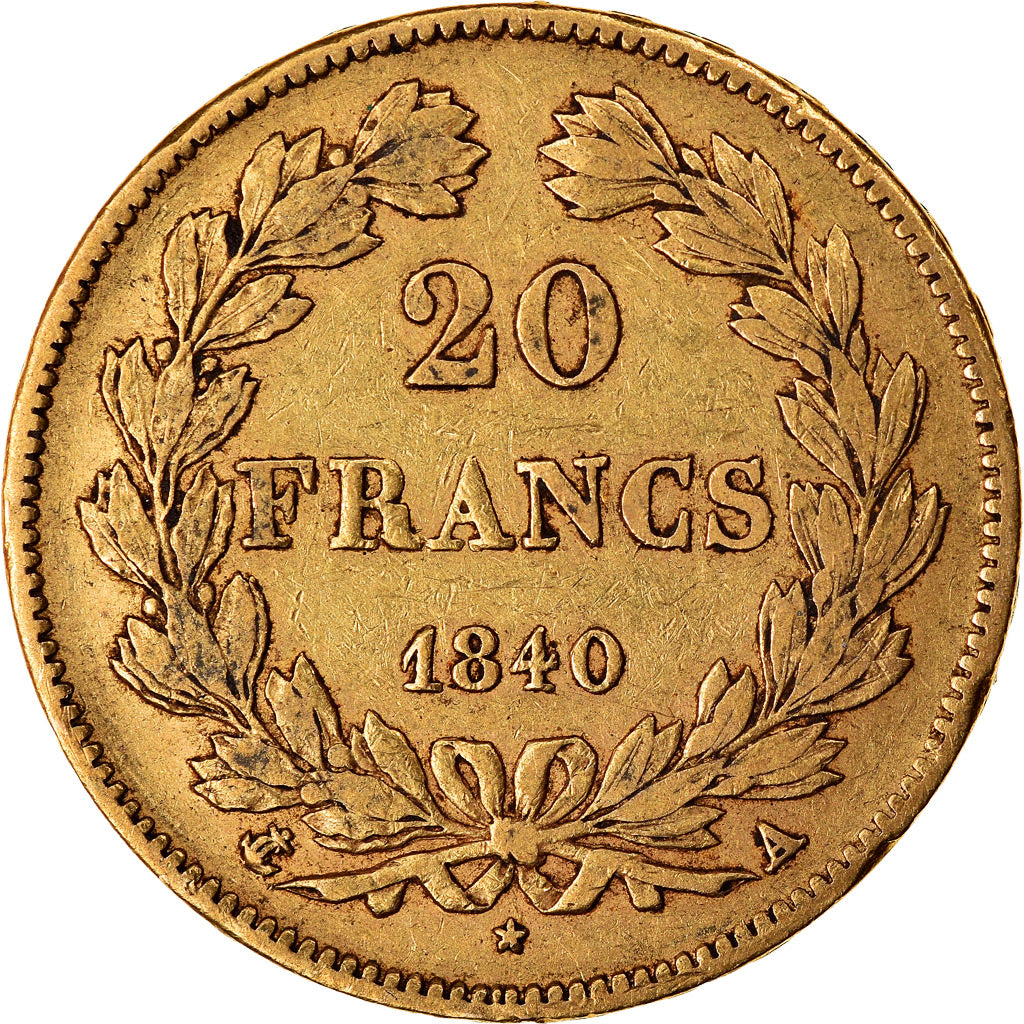 Moneda, Francia, Louis-Philippe, 20 Francs, 1840, Paris, MBC, Oro, KM:750.1